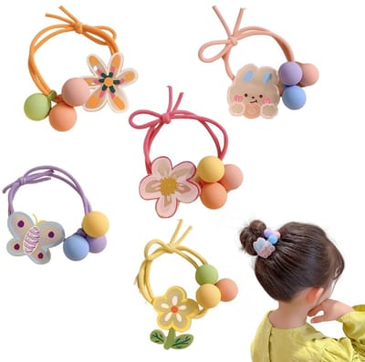 Dailygoods- Haarelastiekjes 5 stuks - Kleurrijk - Veilig materiaal - Geschikt voor paardenstaart/knot - Schattige cartoon-modellering - Ideaal voor kinderen - Haaraccessoires
