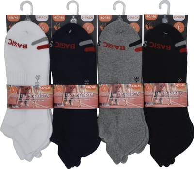 Heren shortsocks padded sportsokken - mannen kousen maat 40/46 - 12 paar effen sportkousen met sponszool