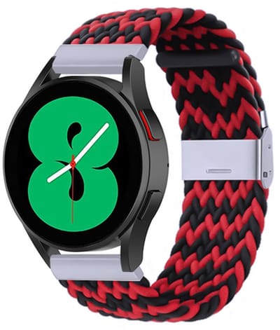 By Qubix - geschikt voor Huawei Watch 5 - 42mm - Braided nylon bandje - Rood / zwart gestreept