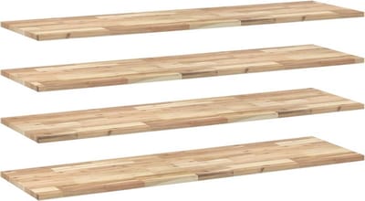 vidaXL - Wandschappen - 4 - st - zwevend - 120x40x2 - cm - onbehandeld - acaciahout