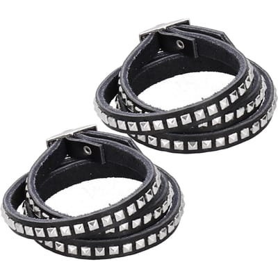 2 stuks Verstelbare Klinknagel Armband Meerlaags Stijlvolle Pols Wrap Decoratie voor Feesten Dates black