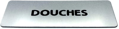 Deurbordje RVS-Look met tekst douches - Ronde letter - Formaat 150 mm x 50 mm x 1,6 mm - Zelfklevend | Geborstelde RVS-look toplaag | Gratis Verzending | Decoporta