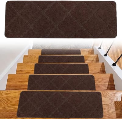 Zelfklevende Trapmatten Set van 15 Stuks 55 x 19 cm voor Binnen, Geschikt voor Houten, Tegels en Marmer (Bruin)