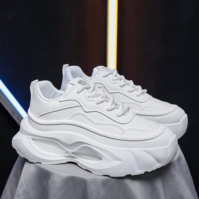 Zomer Hoge Kwaliteit Heren Sneakers Nieuwe Mode Verhogende Platform Schoenen Outdoor Veelzijdig Comfortabel Ademend Casual Schoenen 44 wit