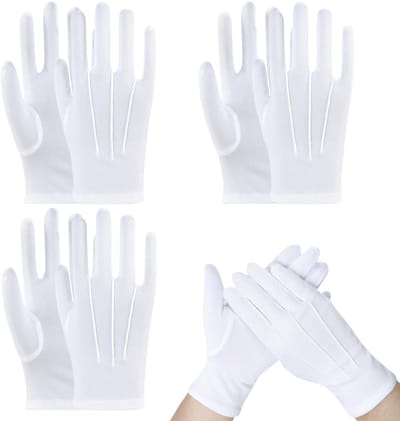 Dailygoods- Witte Handschoenen - 4 Paar - Zachte/Ademende Handschoenen - Perfect voor Trouwjurken/Sieraden - Geschikt voor Politie/Goochelaars - Comfortabel en Hygiënisch - Witte Handschoen
