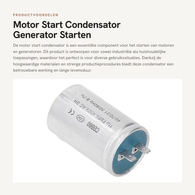 Dailygoods - Motor Start Condensator - Generator Starten - Hoogwaardige Kwaliteit - Ronde Condensator - Ventilator Starten - 450VAC