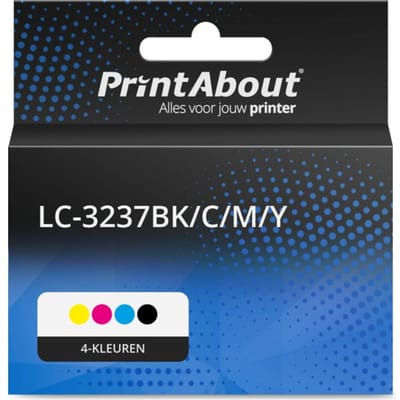 PrintAbout huismerk Inktcartridge LC-3237BK/C/M/Y 4-kleuren Multipack Geschikt voor Brother