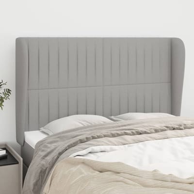vidaXL - Hoofdbord - met - randen - 147x23x118/128 - cm - stof - lichtgrijs