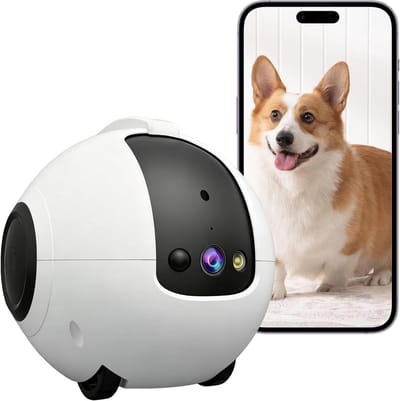 Robot Camera - Huisdier Camera - Huisdieren Monitoren - Anti-Kantel Bescherming - 17.5 x 16.5 x 18.5 cm - Wit