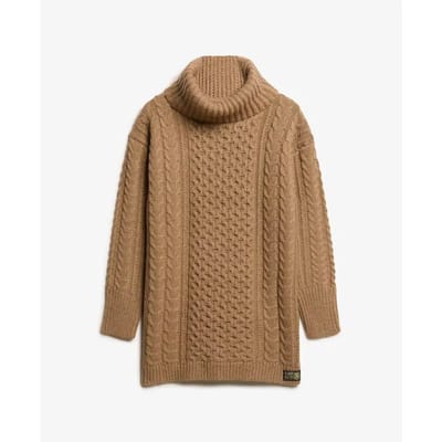 Superdry - Kabeltrui-jurk met rolkraag - Dames - Jurken