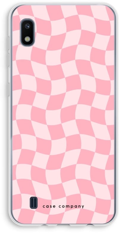 Case Company® - Hoesje geschikt voor Samsung Galaxy A10 hoesje - Grid Roos - Soft Cover Telefoonhoesje - Bescherming aan alle Kanten en Schermrand