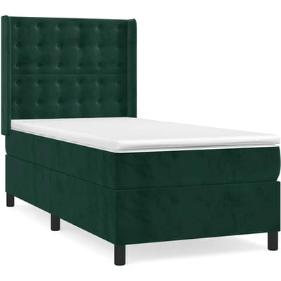 vidaXL - Boxspring - met - matras - fluweel - donkergroen - 100x200 - cm
