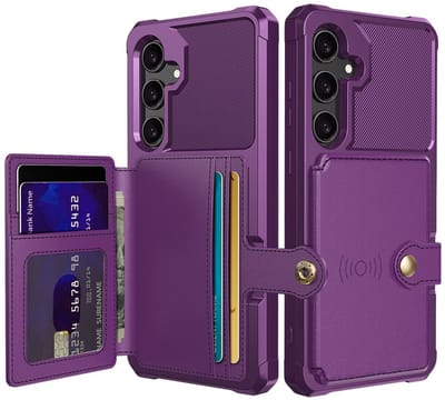 Portemonnee Hoesje Geschikt voor Samsung Galaxy S25 FE - Back Cover met Pasjeshouder - Telefoonhoesje voor Pinpas - Kaarthouder op Achterkant - Case met Magneet Paars