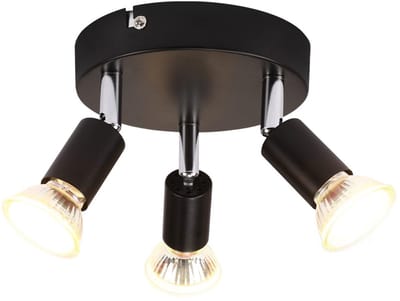 NETTLIFE Opbouwspot - rond - zwart- 3-Lichts - GU10 Fitting - 350° Draaibaar Plafondspot - Moderne Plafondlamp Max.25W - voor Keuken | Hal | Woonkamer | Slaafkamer - L 14cm-excl. lichtbron