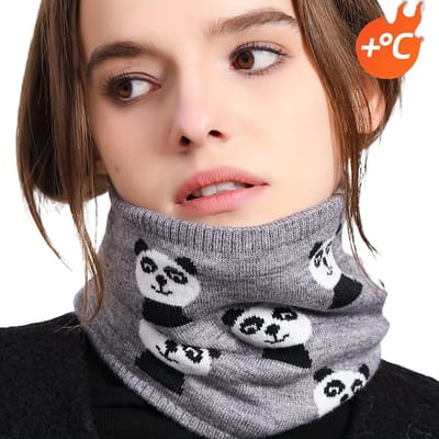 Nivard Nekwarmer - Dames - Fleece - Motor - Bandana - Masker - Colsjaal - Sjaal - Gewatteerd - Winter - Fietsen - Panda - Lichtgrijs