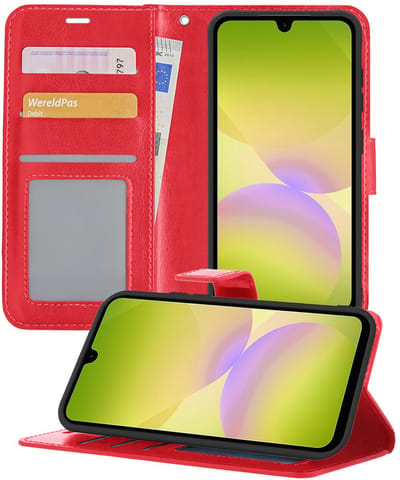 Hoesje - Met Pasjeshouder - Geschikt voor Samsung Galaxy A26 - Luxe Bookcase Portemonee - Flip Case - Kunstleer Book Case - Flipcase - Book Cover - Walletcase - Portemonneehoes - Telefoonhoesjes - Rood