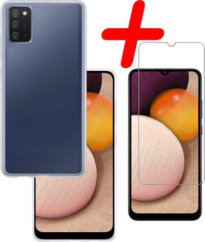 Hoesje Met Screenprotector - Geschikt voor Samsung Galaxy A02s - Sterk & Shockproof - Back Cover - Siliconen Case - Telefoon Hoes - Transparant