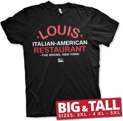 The Godfather Louis Restaurant Big & Tall T-shirt Zwart
