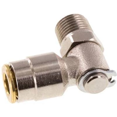 6mm x M 10 x 1 (conical) 90 graden L-verbinding Messing Insteekfitting Buitendraad DraaibaarHoge Druk NBR