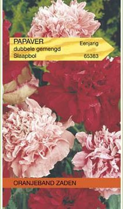 Oranjebandzaden -  Papaver, Slaapbol dubbelbloemig gemengd
