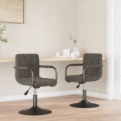 vidaXL - Eetkamerstoelen - draaibaar - 2 - st - fluweel - donkergrijs