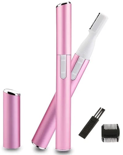 Narimano®Persoonlijke Pen Scheerapparaat, Detailer, Elektrische Gezichtshaar Scheerapparaat met Wasbare Bladen, Reinigingsborstel, Trimkam voor Wenkbrauwen, Halslijn, Neus, Oren en Andere Details