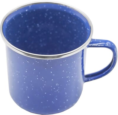 Camping Mok Emaille - Onbreekbare Blauw Polka Dots 300ml - Stijlvol en Duurzaam