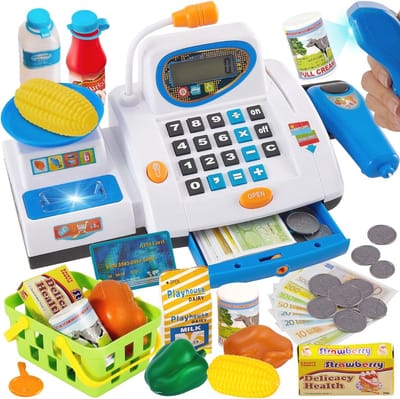 Grote kassa voor kinderen met scanner en microfoon - Supermarktspeelgoed en verjaardagscadeau voor meisjes van 3 tot 5 jaar