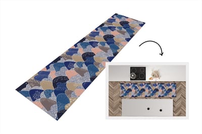 Keukenloper 200x50 cm - Keukenmat vinyl Berg - Pastel - Japans - Patronen - Keukenmatten loper - Keuken vloerkleed tapijt