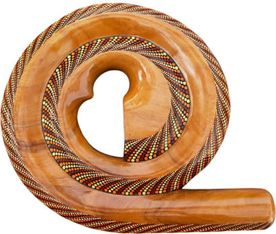 LIDAH® Didgeridoo Instrument - Spiral Travel Digeridoo - 36 cm - Compacte Australian Muziekinstrumenten - Handgeschilderd Mahonie