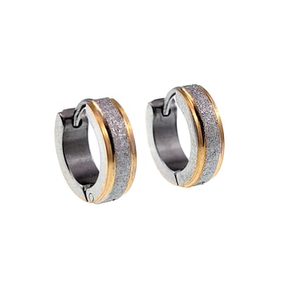Ø13mm x 4mm Oorbellen Unisex - Zilverkleur - Goudkleur RVS - Zand Design - Oorringen - Dames - Heren