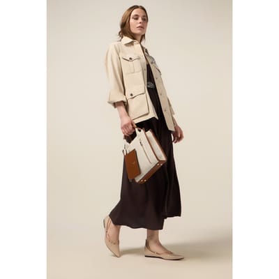 Oltre Cotton Jacket With Jewel Embroidery Beige Size: 36 | Military Jackets Outlet | Dames | Beige