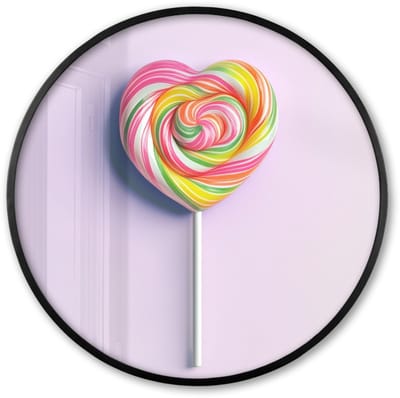 Poster in lijst Rond - Fotolijst 60x60 cm - Posters - Hart - Lolly - Snoep - Ronde posterlijst zwart - Decoratie - Wanddecoratie woonkamer - Muurdecoratie slaapkamer