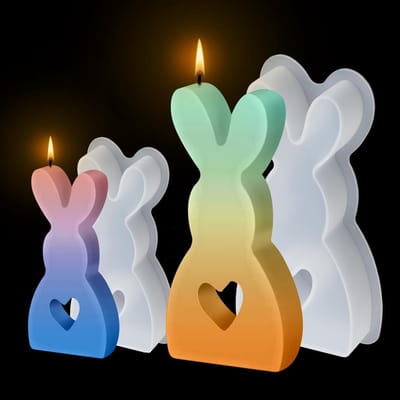 Set van 2 Siliconen Gietvormen voor Pasen - 3D Gietmallen voor Paashaas en Kaarsen Gieten, Creatieve Bakvormen voor Feestdagen
