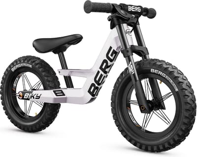 BERG Biky Cross White Loopfiets - 12 inch - Lichtgewicht Magnesium frame - Met Handrem - Verstelbaar Zadel - 2,5+ Jaar - Wit