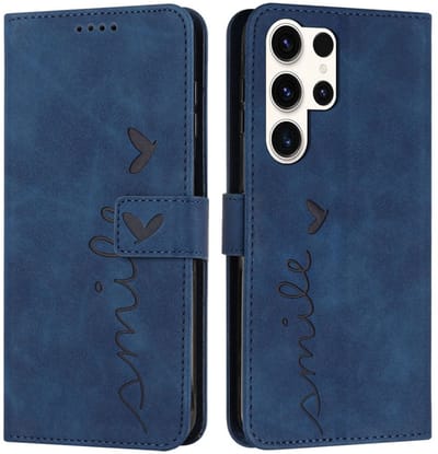 Coverup Hoesje - Geschikt voor Samsung Galaxy S25 Ultra Hoesje - Coverup Smile Book Case - Blauw