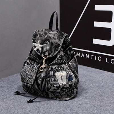 Luxe Denim Dames Rugzak Hoge Kwaliteit Anti Diefstal Rugzakken Vrouwelijke Casual Rugzak Tas Meisjes Designer Reis Rugzak zwart