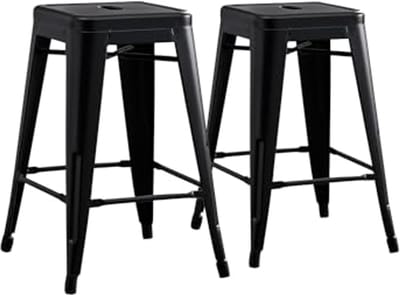 Moderne Rugloze Industriele Metalen Barkrukken 24 Inch - Set van 2