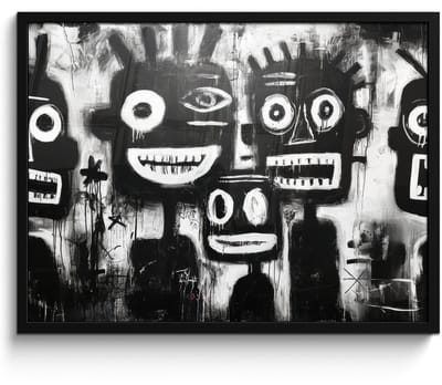 Poster in lijst - Fotolijst 80x60 cm - Posters - Schilderij - Figuren - Zwart - Abstract - Posterlijst zwart - Decoratie - Wanddecoratie woonkamer - Muurdecoratie slaapkamer