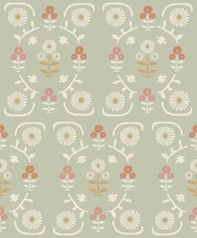 Boråstapeter Vliesbehang 5820 - Nordic Folks - Bloemen Groen - 53cm x 10.05m