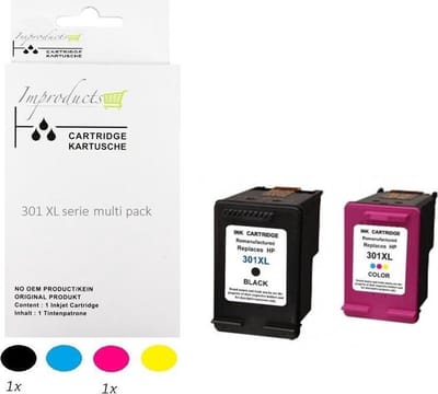 Improducts® Inkt cartridges - Alternatief HP 301 / 301 XL - 301XL 301XL CH563EE CH564EE set chip v4