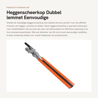 Dailygoods- Heggenscheerkop met dubbel lemmet - 26 mm diameter - Eenvoudige installatie - Duurzaam mangaanstaal - Snelle snede - Geschikt voor tuinsnoeien - Heggenschaar