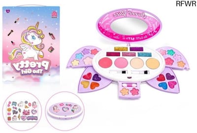 RFWR® Make-upset voor meisjes - Veilige en afwasbare schminkset met spiegel voor creatieve rollenspellen