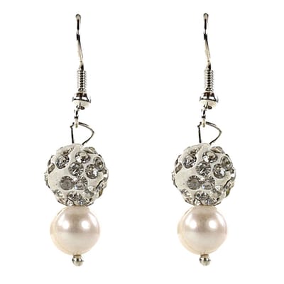 Zoetwater parel oorbellen Maxima - echte parels - sterling zilver (925) - wit - stras stenen - luxe sieraden zakje - parel oorbellen dames