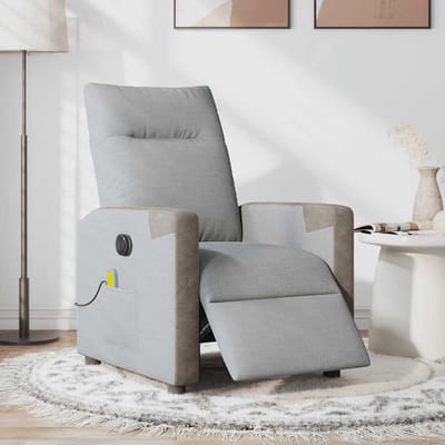 vidaXL - Massagestoel - elektrisch - verstelbaar - stof - lichtgrijs