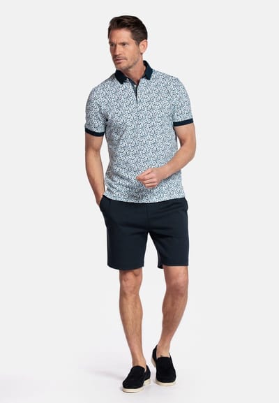 Baileys Pastel Blue Standaard korte mouw Modern Fit Print Polo 515230 62