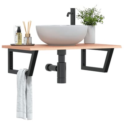 vidaXL - Badkamer - wandschap - staal - en - massief - eikenhout