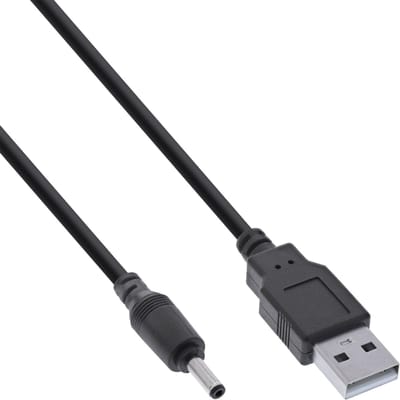 USB-A - DC plug kabel | 3,5 x 1,35mm | max. 5V/3A (15W) | zwart | 2 meter