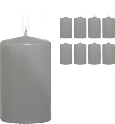 Candelo 8-delige set premium stompkaarsen Kerst Ambiente kaarsen – grijs – 4,8 cm x 8 cm – adventkaars kerstdecoratie – kerstkaarsen