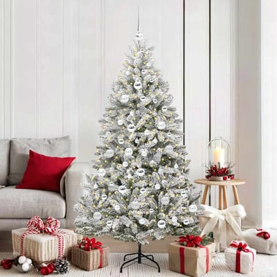 vidaXL - Kunstkerstboom - 180 - cm - 300 - LED's - Warmwit - PVC - en - Staal